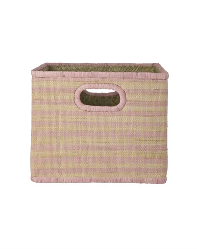 Rice - Stor Firkantet Raffia Opbevaringskurv - Pink 